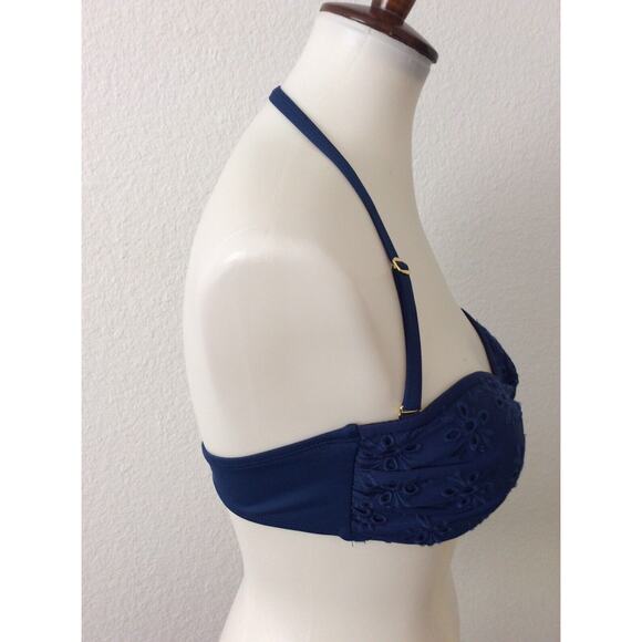 Bleu Rod Beattie Swim Bikini Top Halter Eyelet Embroidered Swimwear - Picture 5 of 8